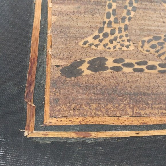 RARE FIND * Hand Painted Cheetah on Banana Leaf Skin Tapestry African Art - Picture 5 of 5